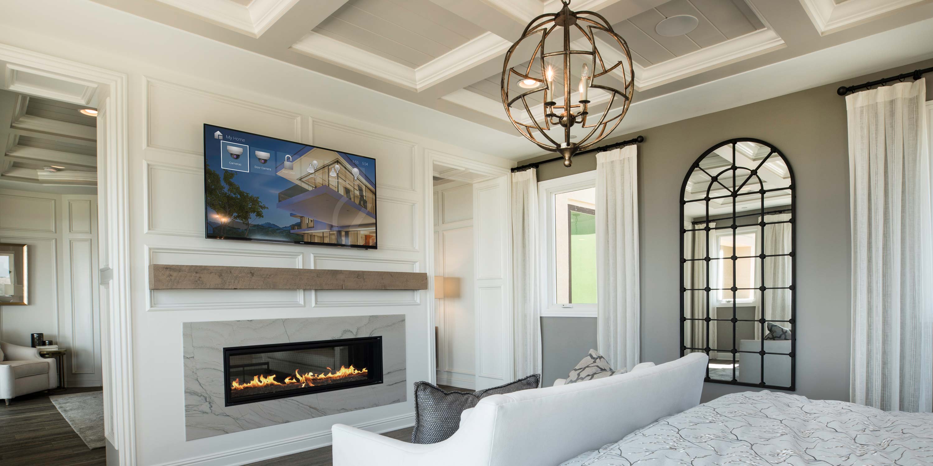 master suite with beige color schemes